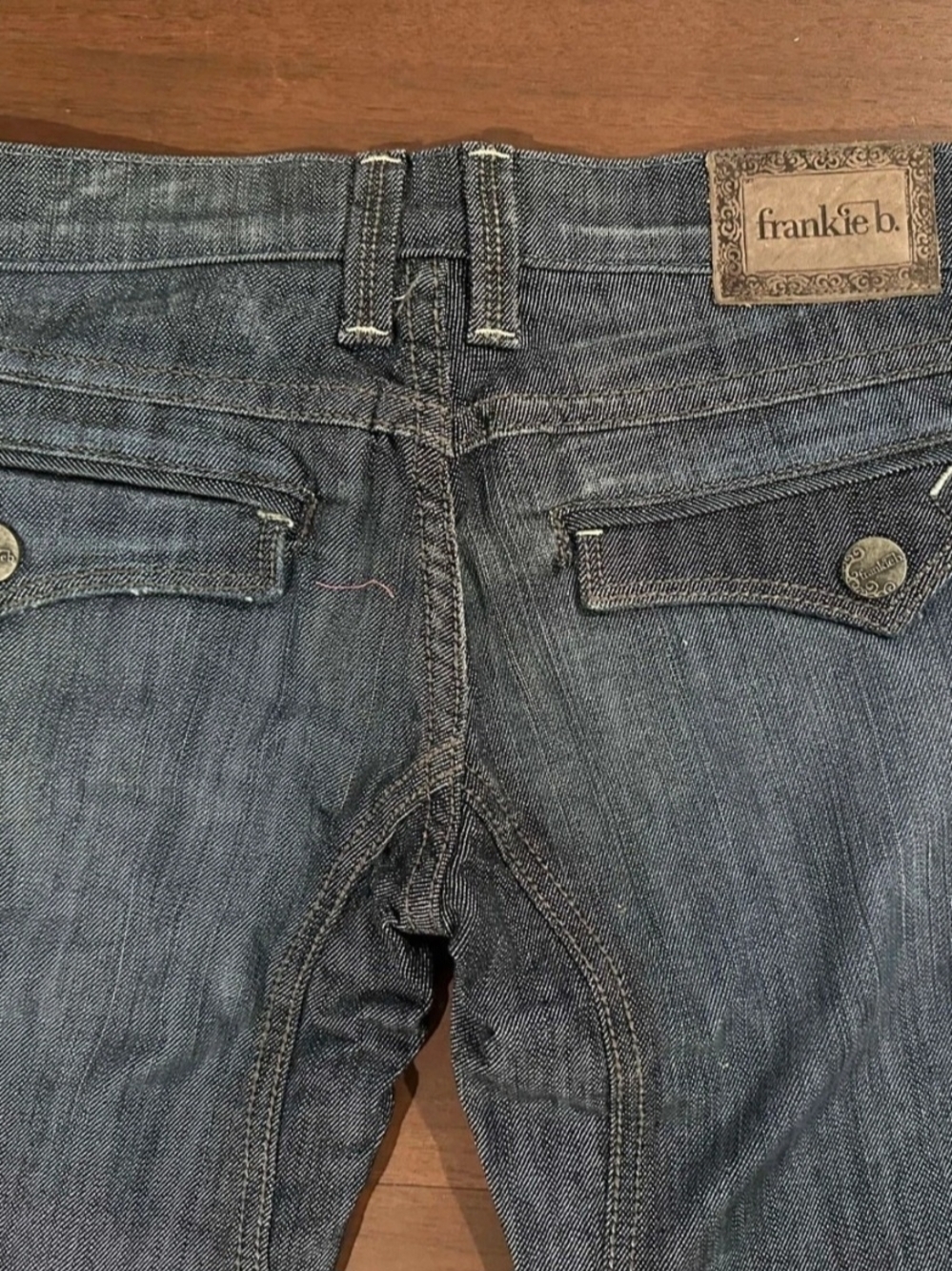 Frankie B. Slate-Style Blue Denim Pants with Silver Zipper Accent - Picture 7 of 7